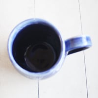 Image 9 of Handcrafted Pottery Mug in Dripping Blue Glazes, 14 Ounce Gorgeous Artful Mug, Made in USA