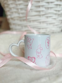 Image 1 of Coquette bunnies heart mug -preorder-