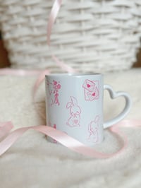 Image 2 of Coquette bunnies heart mug -preorder-