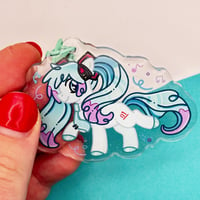 Image 4 of Hatsune Miku Pony My Little Pony Inspired  2.5" Epoxy Glitter Keychain