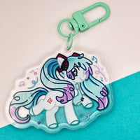 Image 3 of Hatsune Miku Pony My Little Pony Inspired  2.5" Epoxy Glitter Keychain