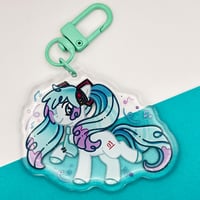 Image 2 of Hatsune Miku Pony My Little Pony Inspired  2.5" Epoxy Glitter Keychain