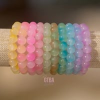 Image 1 of 10mm Glass Beads Bracelets, Multi-Color Polished Round Beads Bracelets, Pastel Beads