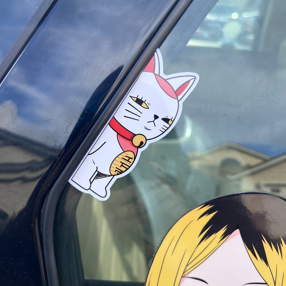 Image of Dandadan Turbo Granny Cat Vinyl Peeker Car Sticker