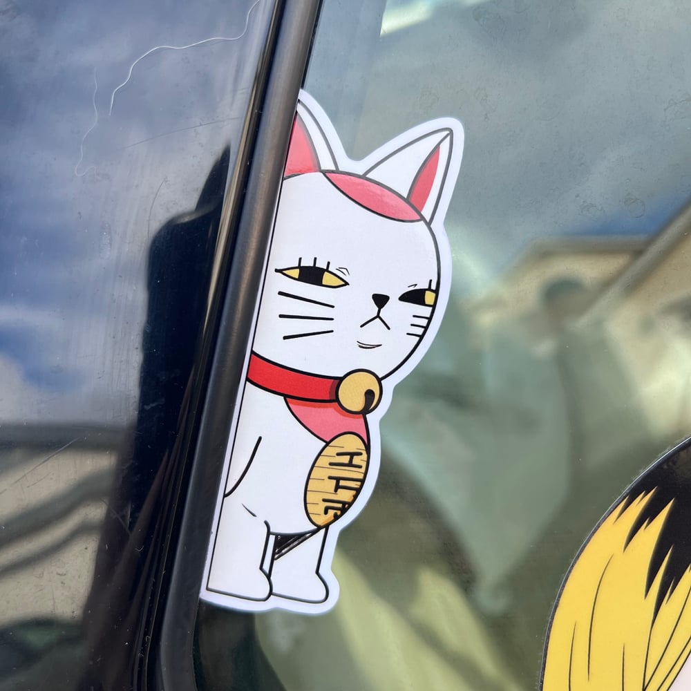 Image of Dandadan Turbo Granny Cat Vinyl Peeker Car Sticker