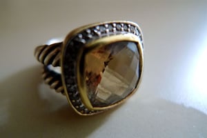 Image of David Yurman Albion Split Shank Citrine, Diamond, Sterling & 18k Gold Ring