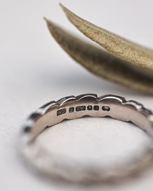 Image of 18ct White Gold, 4mm Laurel Leaf carved ring.