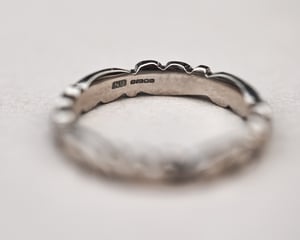 Image of 18ct White Gold, 4mm Floral Carved ring