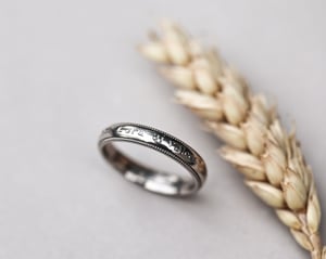 Image of 18ct White Gold, 4mm, Latin Engraved Milled Edge ring