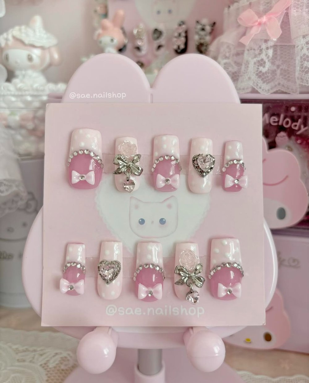 Image of Pink Polka Dot Nails 