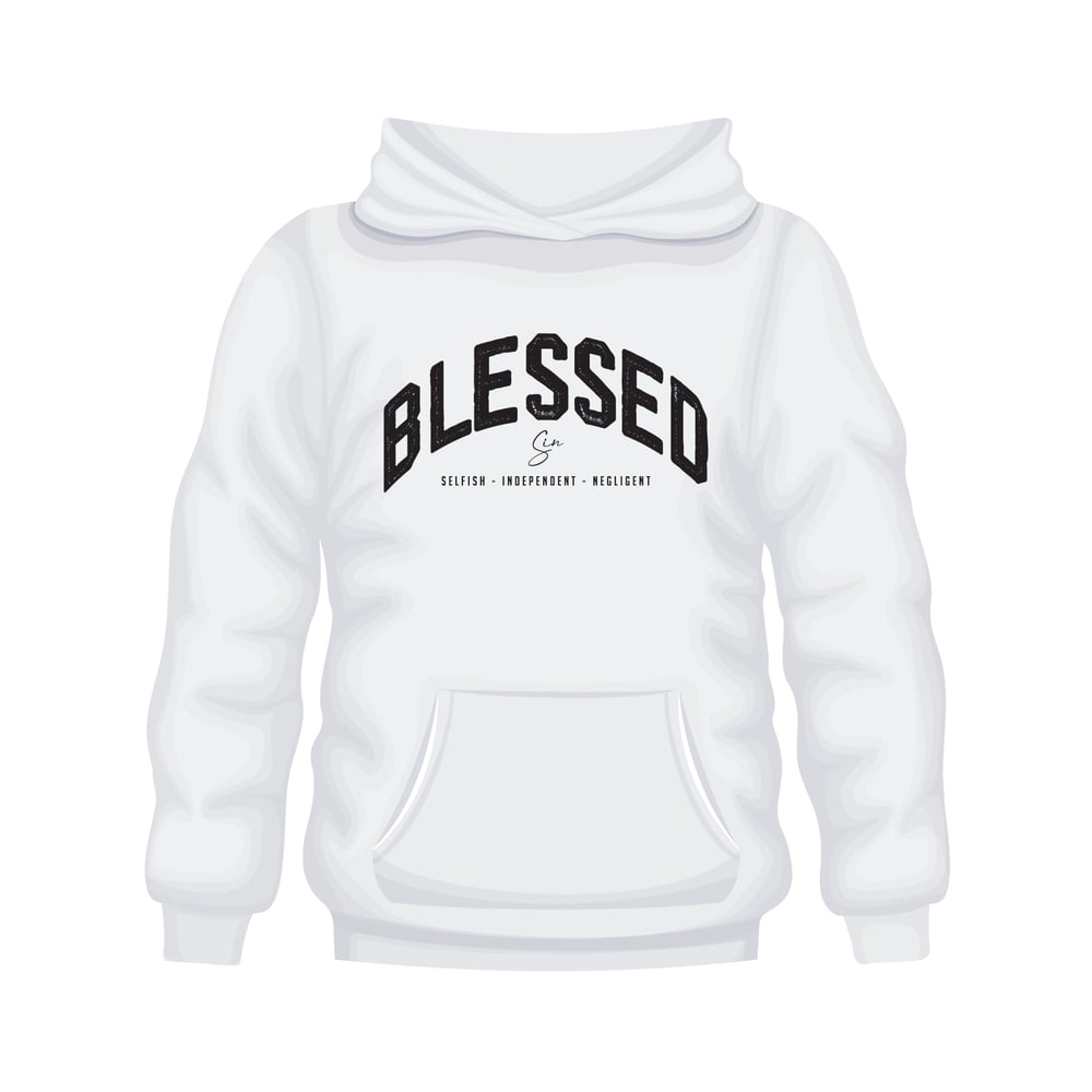 Image of "BLESSED" White Hoodie