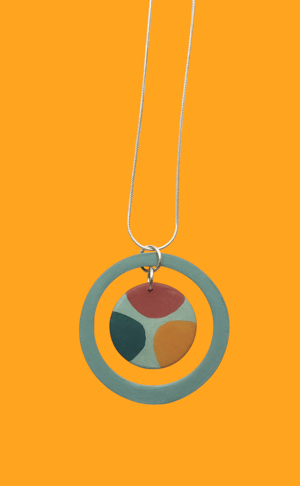 Image of Red/Ochre/Sky Blue Circus Pendant 