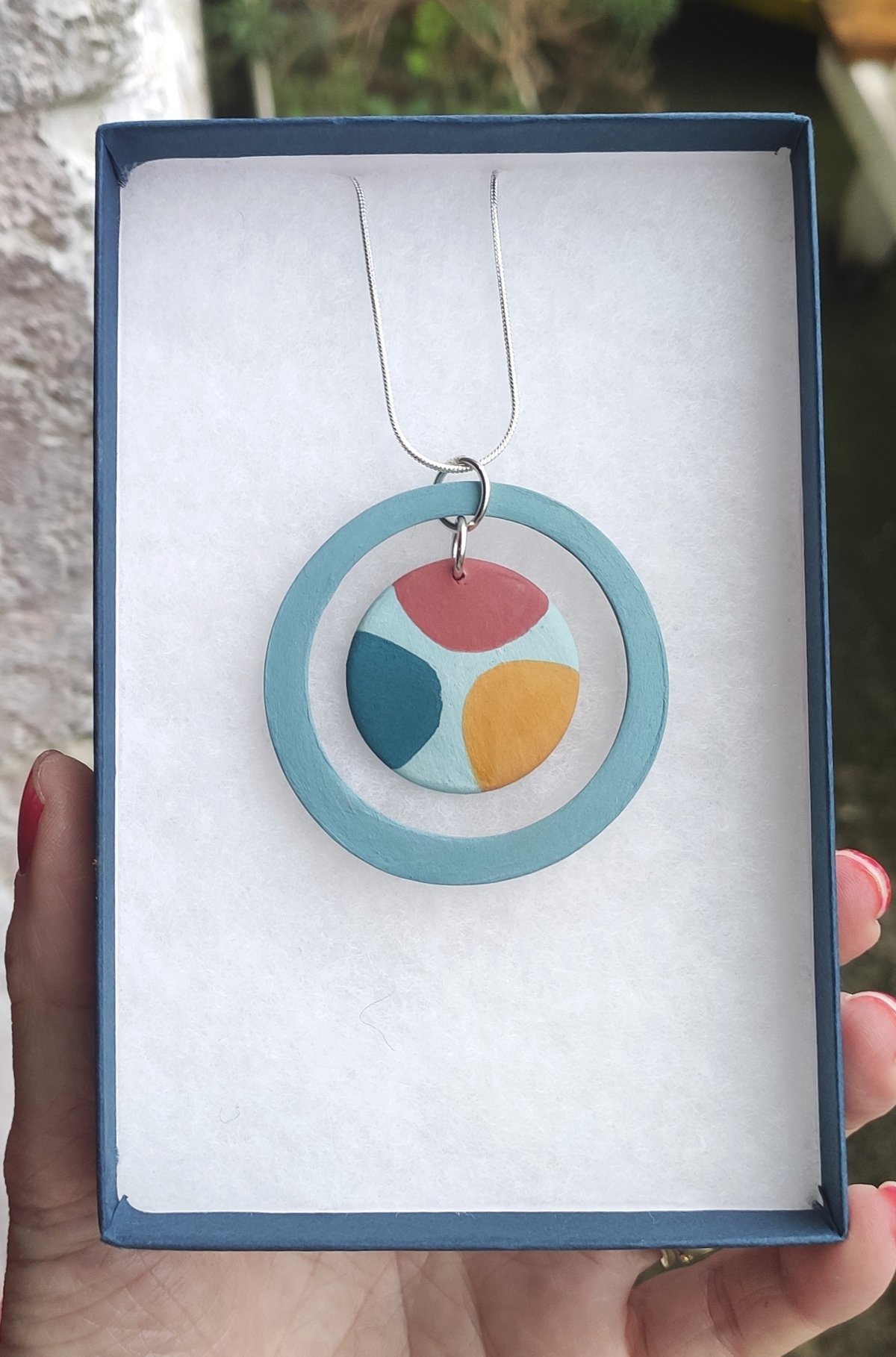 Image of Red/Ochre/Sky Blue Circus Pendant 