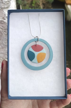 Image of Red/Ochre/Sky Blue Circus Pendant 