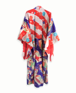 Image of Kimono dame af silke, uld og bomuld m. blade og margueritter / 'Too Fairy..'