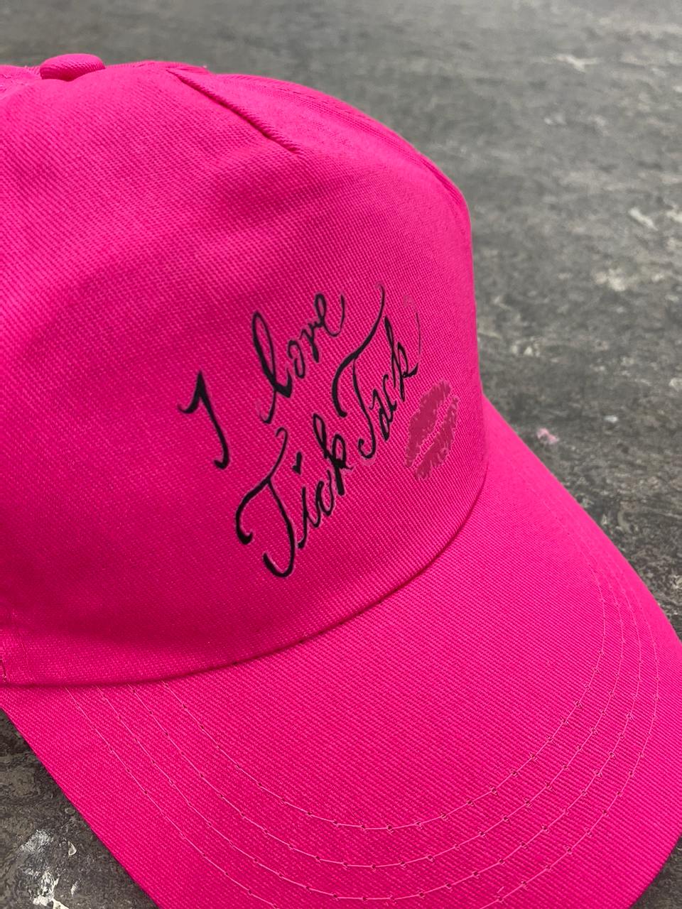 Image of "I love TICK TACK" Pink Cap