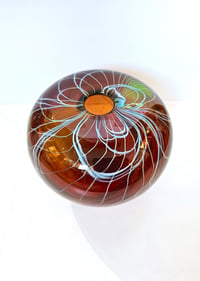 Image 1 of Hand Blown Glass Vase - Thread Vase Amber