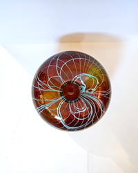 Image 2 of Hand Blown Glass Vase - Thread Vase Amber