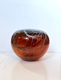 Image 6 of Hand Blown Glass Vase - Thread Vase Amber