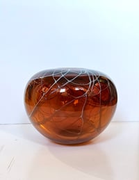 Image 5 of Hand Blown Glass Vase - Thread Vase Amber