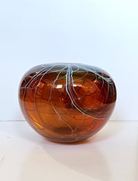 Image 7 of Hand Blown Glass Vase - Thread Vase Amber