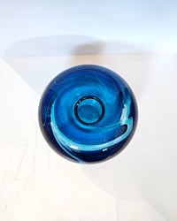 Image 2 of Hand Blown Vase - Thread Vase Blue