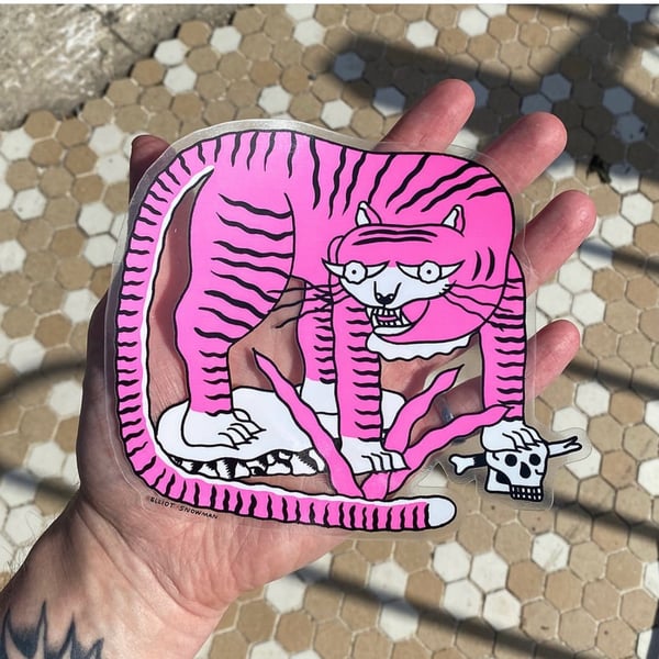 Image of XL Pink Tiger Sticker