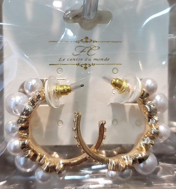 Image of Pearl Hoop Earrings 