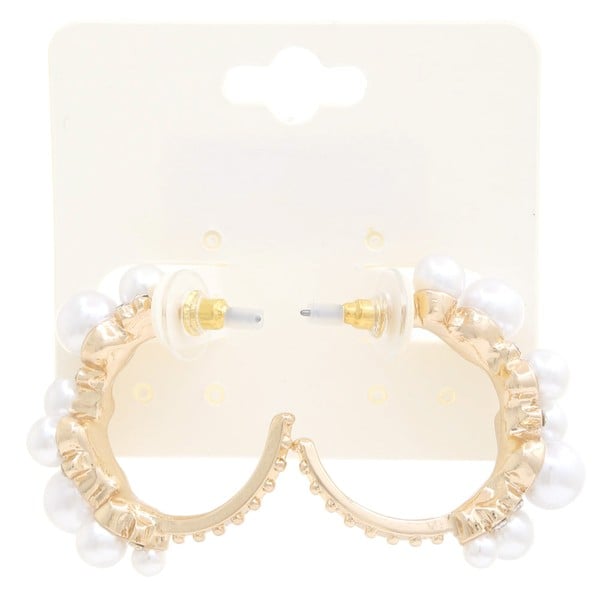 Image of Pearl Hoop Earrings 