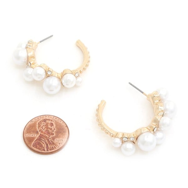 Image of Pearl Hoop Earrings 