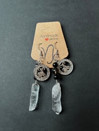 Capricorn Earrings with Smoky Quartz & Black Tourmaline