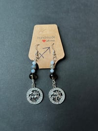 Sagittarius Earrings with Smoky Quartz, Labradorite, & Amazonite