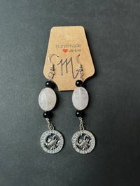 Scorpio Earrings with Rose Quartz & Black Tourmaline