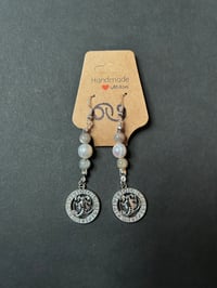 Cancer Earrings with Moonstone & Freshwater Pearl