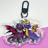 Image 2 of Spyro and Cynder Epoxy Charm 3" Glitter Keychain - Spyro the Dragon