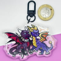 Image 4 of Spyro and Cynder Epoxy Charm 3" Glitter Keychain - Spyro the Dragon