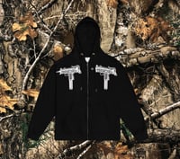 white TRENCHED hoodie zip up