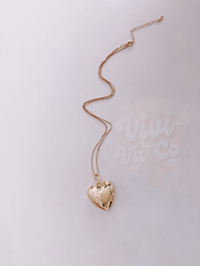 Image 2 of Puffy Big Heart Pendant Necklace