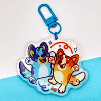 Image 4 of Bluey & Bingo Epoxy Charm 2.75" Glitter Keychain