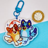 Image 3 of Bluey & Bingo Epoxy Charm 2.75" Glitter Keychain