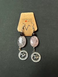 Aries Earrings with Rose Quartz & Garnet