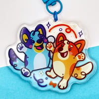 Image 1 of Bluey & Bingo Epoxy Charm 2.75" Glitter Keychain