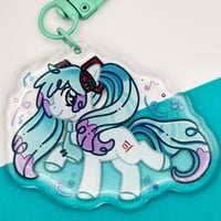 Image 1 of Hatsune Miku Pony My Little Pony Inspired  2.5" Epoxy Glitter Keychain