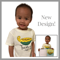 Image 1 of "What Are You Making?" Book Tee - Kids Girls and Boys Yellow Tiedye Shirt - Tacos With Turtle Shells