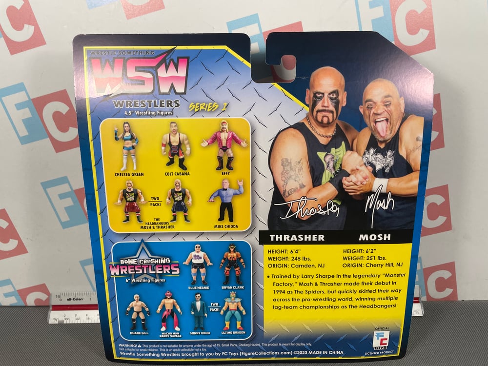 DAMAGED CARD: HEADBANGERS Mosh & Thrasher Wrestle-Something Wrestlers by FC Toys