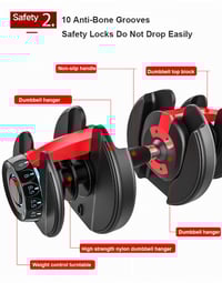 Image 4 of Adjustable Dumbbells + Rack