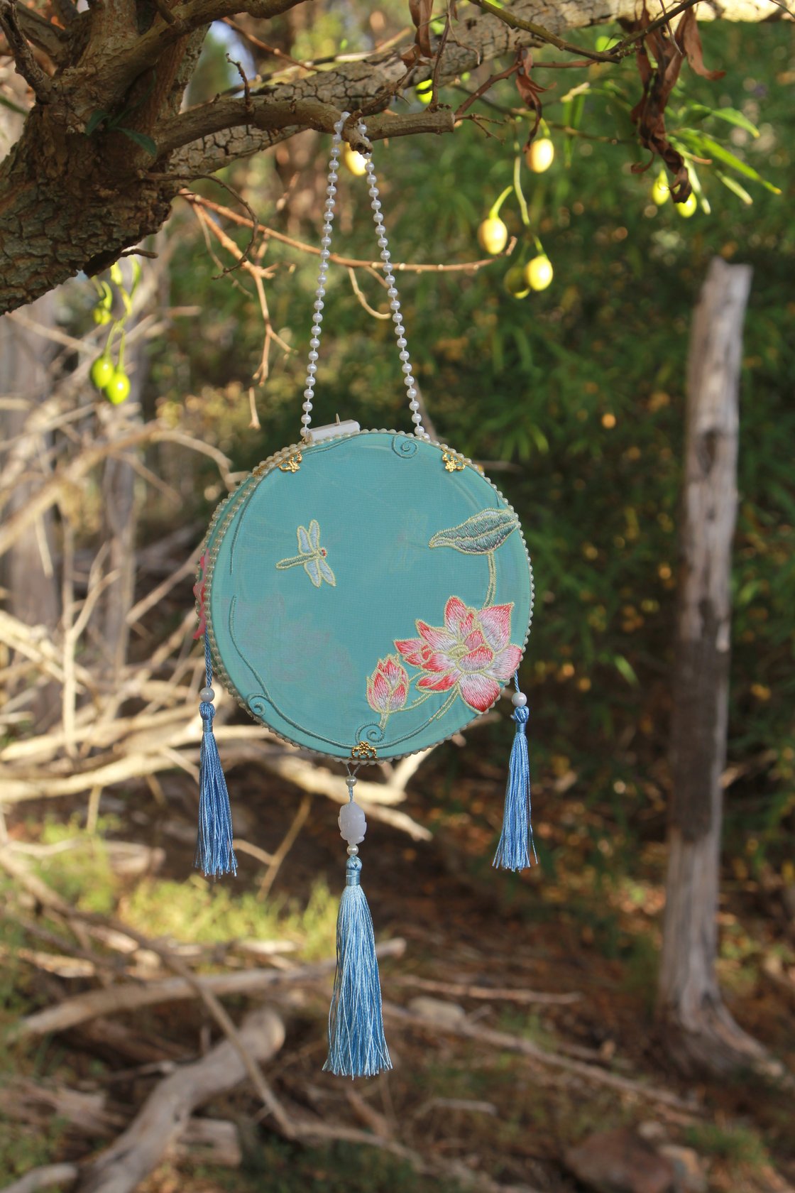 Image of The Lotus & Dragonfly Embroidered Lantern