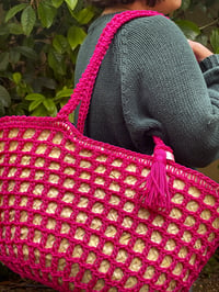 Image 3 of Moroccan Crochet Basket Bag