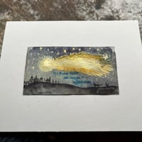 Image 2 of Comet and Wolves: Original Painting on Antique Envelope