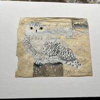 Image 2 of Snowy Owl in Chicago: Original Painting on Antique Envelope